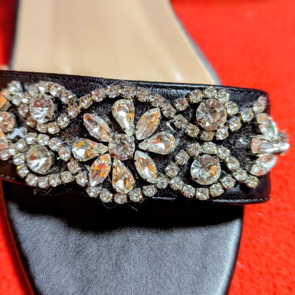 Black Rhinestone Block Heel Sandals – Size US 8 - Picture 3 of 6